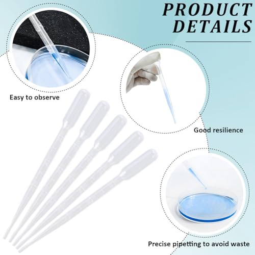 100Pcs Clear Graduated Trasfer Pipettes 0.5ML Capacity Liquid Dropper Plastic Transparent Eye Droppers Perfume Dispenser for Essential Oil Transfer Science Crafts - size: 0.5ml