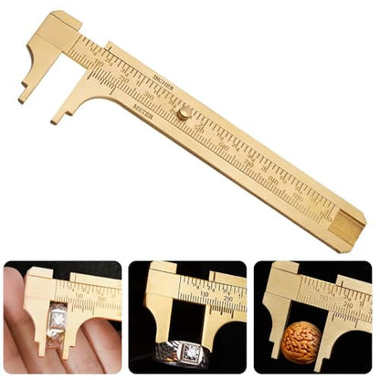 Pocket Caliper, 100mm Double Scale Sliding Gauge Brass Vernier Caliper Tool Handy Pocket Ruler - MM Measuring Tool Metal Caliper Measuring Tool Mini Caliper for Measuring Bead Wire Jewelry Rings 1PCS
