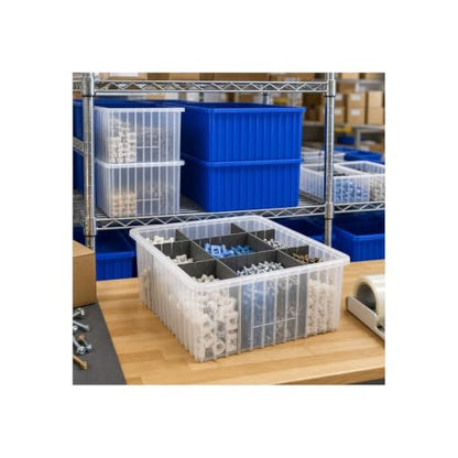 Quantum DG92050RDCS Heavy-Duty Dividable Grid Storage Container for Industrial Warehouse Electronics Healthcare Supply Distribution | 16-1/2"L x 10-7/8"W x 5"H, Red, Polypropylene (Case of 12)