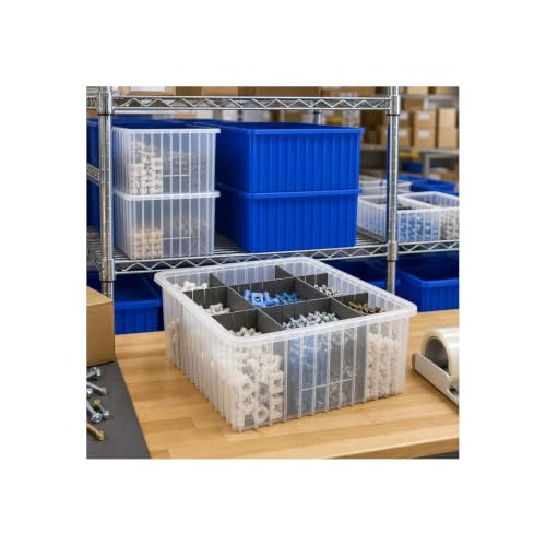 Quantum Storage DG92050 Dividable Grid Heavy Duty Part Organizer Bins - 16-1/2" x 10-7/8" x 5" - 12 Pack - color: Gray