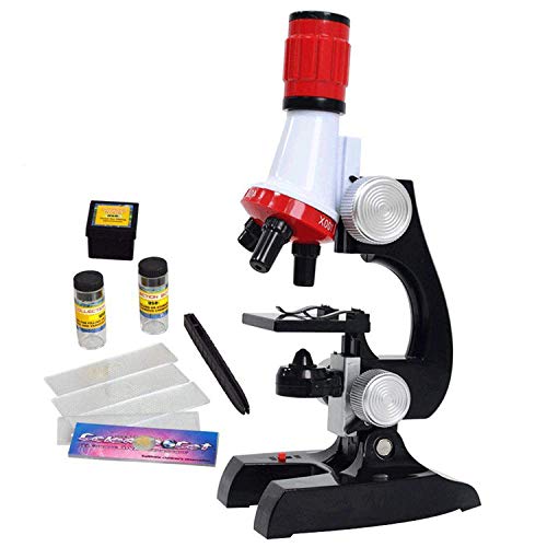 Little World Science Kits for Kids Beginner Microscope Kit with LED 100X 400X and 1200X Magnification Kids Educational Toy Birthday Halloween - color: Single color
