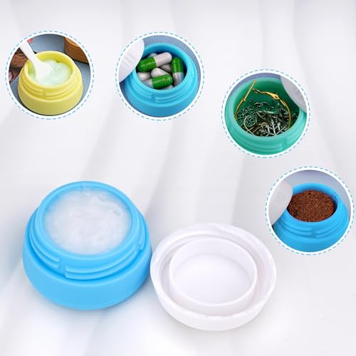 6Pcs Silicone Travel Jars for Toiletries, 0.7oz travel containers for cream - color: A-2blue2green2yellow