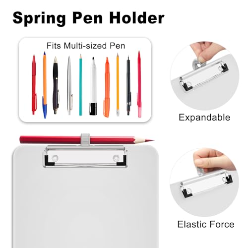 Hongri A5 Clipboard with Storage, Metal Retractable Pen Holder, Translucent - color: Translucent