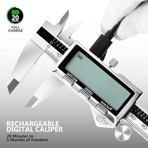 Rechargeable Caliper 8 inch with Large LCD Display - size: 0-8"