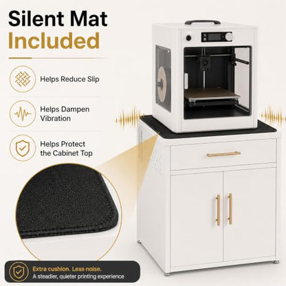 3D Printer Cabinet, Big Sturdy 3D Printer Stand Table with Filament Storage (DK-White) - color: DK-White