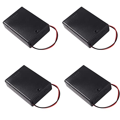 4 Pieces 3 Slots 1.5V AA Battery Case Holder Battery Spring Clip Storage Box with Wire and On/Off Switch - size: AA 3 Cell