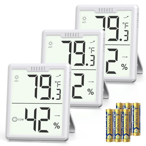 DOQAUS 3 Pack Digital Hygrometer Indoor Thermometer White - color: White
