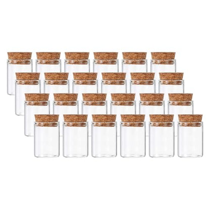 PATIKIL 15ml Test Tubes, 24pcs 1.57x1.18 Glass Clear Flat Bottom Test Tube Containers with Cork Stopper for Bead Party Candy Bath Salt Storage Scientific Experiment Plant Propagation - size: 15ml