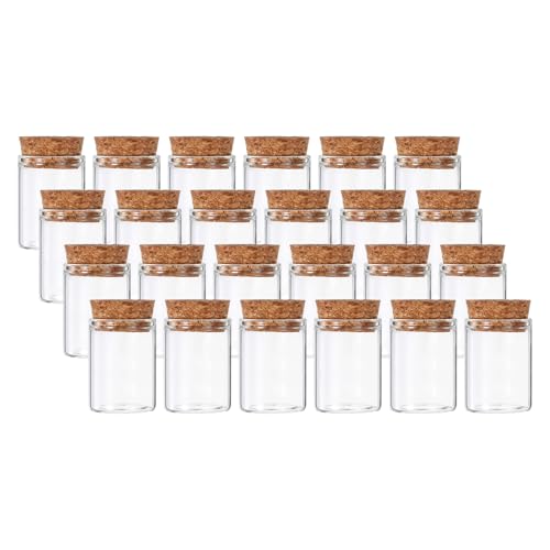 PATIKIL 15ml Test Tubes, 24pcs 1.57x1.18 Glass Clear Flat Bottom Test Tube Containers with Cork Stopper for Bead Party Candy Bath Salt Storage Scientific Experiment Plant Propagation - size: 15ml