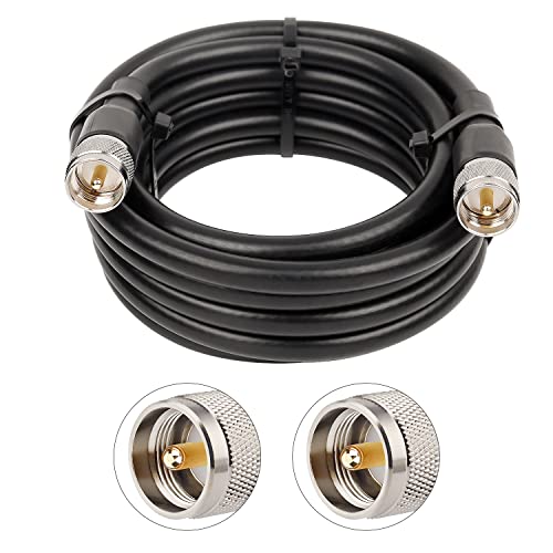 XRDS -RF PL-259 UHF CB Coax Cable 10ft, 50 ohm KMR400 PL-259 UHF Male to SO-239 Male Connector Low Loss Coaxial Cable for HAM & CB Radio, Antenna Analyzer, Dummy Load, AIS Antenna, SWR Meter - size: 10 FT