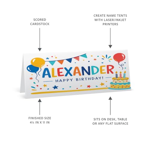 C-Line "C-Line Printer-Ready Scored Name Tent Cards, 11 x 4-1/4 Inches (Folded Size), 8-1/2"" x 11"" White Cardstock Sheets, Box of 50 (87517)", large - size: Large