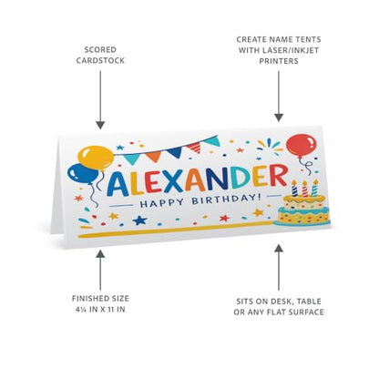 C-Line "C-Line Printer-Ready Scored Name Tent Cards, 11 x 4-1/4 Inches (Folded Size), 8-1/2"" x 11"" White Cardstock Sheets, Box of 50 (87517)", large - size: Large