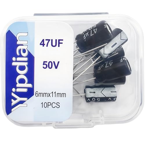 Electrolytic Capacitor YYipdian 47uF 50V 6x11mm High Temperature Resilience Aluminum Capacitors (Pack of 10) - size: 47uF 50V 6x11mm 10PCS