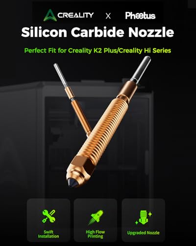 Creality Phaetus K2 Plus Silicon Carbide Nozzle, 0.6mm Quick-Swap 3D Printing Nozzle Specially for Carbon Fiber, Wood, Glass Fiber Filament, Suit for 3D Printer K2 Plus, K2, K2 Pro, Creality Hi - style: 0.6mm-Phaetus Sic