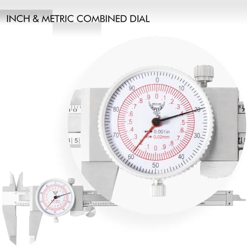 PECtools 6 Inch Dial Caliper, DIN 862 Double Dial Inch/Metric Combined - size: 6“/150mm