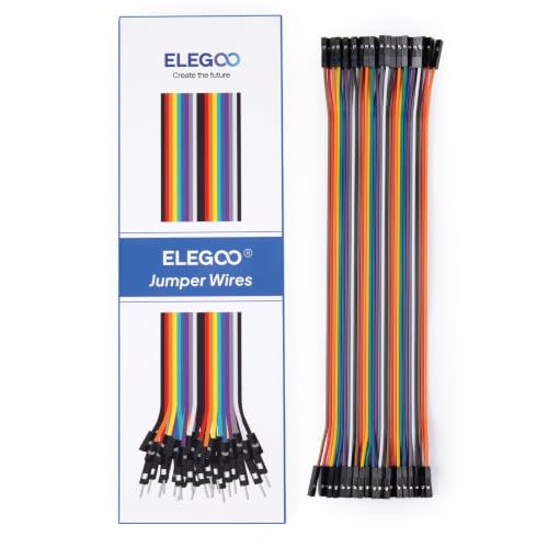 ELEGOO 40pcs 20cm Female to Female Jumper Wires, Dupont Ribbon Cable - color: 40pcs (F-F), size: 8 inch
