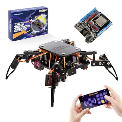 STEM Toys Programmable Bionic Spider Robot Kit with ESP32 Development Board Max V1.0, Science Kit for Kids Age 8-12, Arduino Compatible USB-C WiFi Bluetooth MicroPython