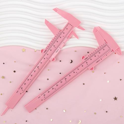 150mm Mini Plastic Caliper Double Scale Plastic Vernier Caliper for Eyebrow Jewelry Tatoo Sliding Gauge Ruler Measuring Tool (Pink)