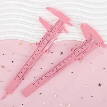 150mm Mini Plastic Caliper Double Scale Plastic Vernier Caliper for Eyebrow Jewelry Tatoo Sliding Gauge Ruler Measuring Tool (Pink)