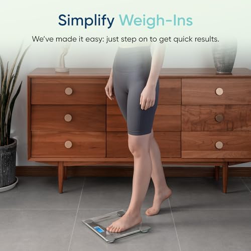 Etekcity Digital Body Weight Bathroom Scale, 6mm Tempered Glass, 400 lbs - color: Silver, size: 11.9 x 11.9 inches