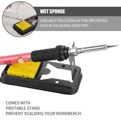 Soldering Iron Kit, 60W Soldering Iron with 5pc Interchangeable Tips, 10-in-1 Adjustable Temperature Solder Welding Tools, Fast Heating, Electronic Repair, 110V - color: 10-in-1 New