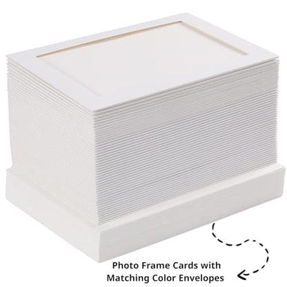 200 Sets Photo Frame Cards with Envelopes 4x6 Paper Picture Frames Bulk - color: Off-White