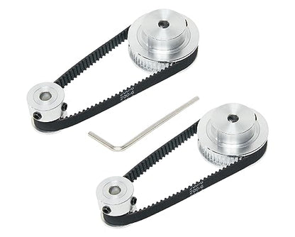 2PCS Set 2GT Aluminum Timing Pulley 20&48 Teeth 6.35mm Bore Synchronous Wheel with 2PCS Length 200mm Width 6mm Belt (20-48T-6.35B-6) - size: 6.35MM Bore, style: 20-48T-6.35B-6MM