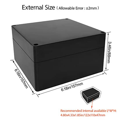 LeMotech Electrical Box ABS Plastic Project Box IP65 Waterproof Junction Box Project Case Universal Enclosure for Electronics Black 6.1x 6.1x 3.4 inch(160x160x90mm)（Pack of 1 - color: Black (1 pack), size: 6.1" x 6.1" x 3.4"