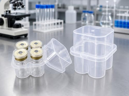 4 Slot, 4-Pack Peptide Case for Fridge, 3ml Vial Holder & Organizer, Transparent Peptide & Insulin Storage Case for Refrigerator, Compact Stackable Travel & Shipping Case - size: 4 Slot 3ml 4-Pack