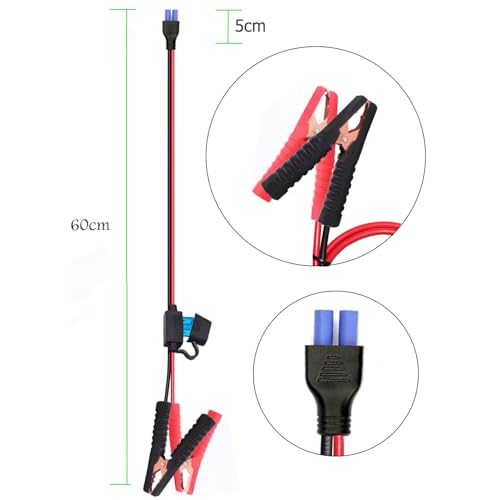 Battery Alligator Clips,10AWG Female EC5 Jump Starter Cable with Battery Clamps,Alligator Clip Clamp to EC5 Connector Extension Charging Cable for Emergency Car Jump Starter Booster.(60CM) - size: 10AWG Clip to EC5