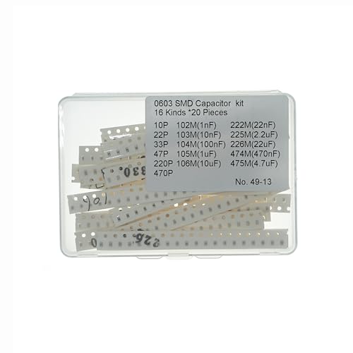 16 Values x 20 Pcs 0603 SMD MLCC Ceramic Capacitor 10pF-22uF - size: 0603