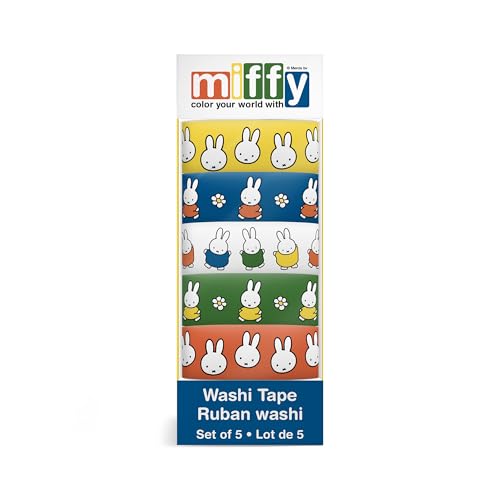 Studio Oh! Miffy Washi Tape Set with Repositionable Adhesive, 5 x 10m Rolls