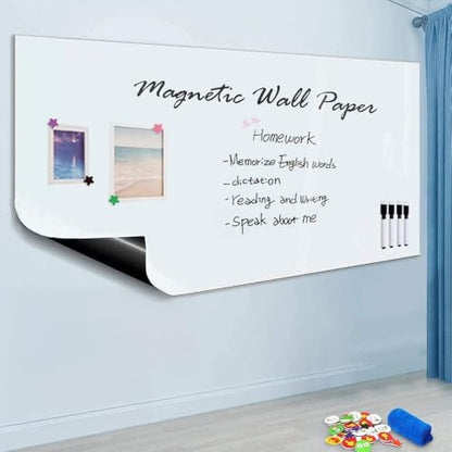 ZHIDIAN Magnetic Whiteboard Sticker for Wall/Door, 60" x 36" Large Self Adhesive White Board Wallpaper, Whiteboard Contact Paper, Large Dry Erase Sheet/Film for Office/Home/School - size: 60"W x 36"H