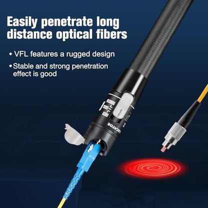 Visual Fault Locator,80-100KM Fiber Optic Cable Tester Meter, VFL Red Light Pen Light Source Testers(Black) - style: 80-100KM VFL