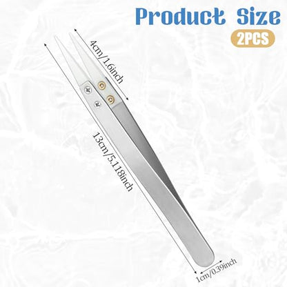 Ceramic Tweezers, Stainless Steel Ceramic Tipped Tweezers for Electronics