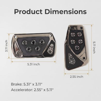 2 PCS Car Pedal Covers, Automatic Transmission Gas Brake Pedals Pads Non-slip Rubber Alloy Foot Pedal Plates, Fit Most Automatic Sedan SUV Truck (Black) - color: Black
