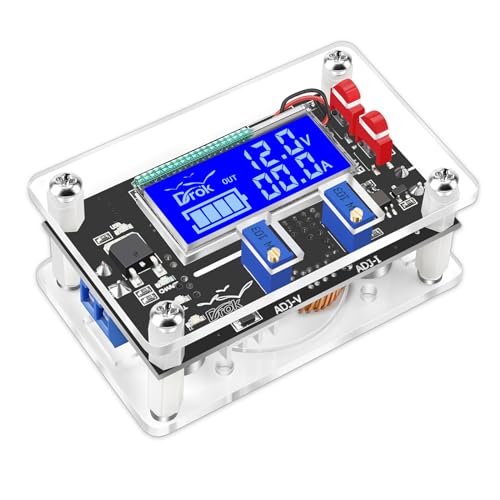 DROK DC Buck Converter Adjustable Voltage Regulator 12V 6V-32V to 1.5-32V 5A, LCD Screen Step Down Converter with USB Port and Protective Case - size: Buck 6-32V to 1.5-32V