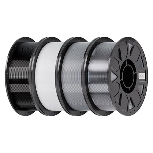 Creality PETG Filament 1.75mm 4KG, Black+White+Grey+Transparent, 4-Pack - color: Black+white+grey+transparent, size: 4kg