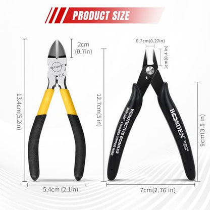 BOOSDEN Mini Flush Cutters & Wire Cutters Set for Jewelry Making 5 Inch - size: 5" Wire Cutter+5" Flush Cutter