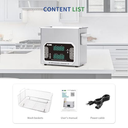 DK SONIC Professional Ultrasonic Cleaner 3L,120W Precision Ultrasonic Jewelry Cleaner with Timer,Heater&Touch Control, Multi-Application for Glasses,Chains,Watches (Include Basket) - size: 3L