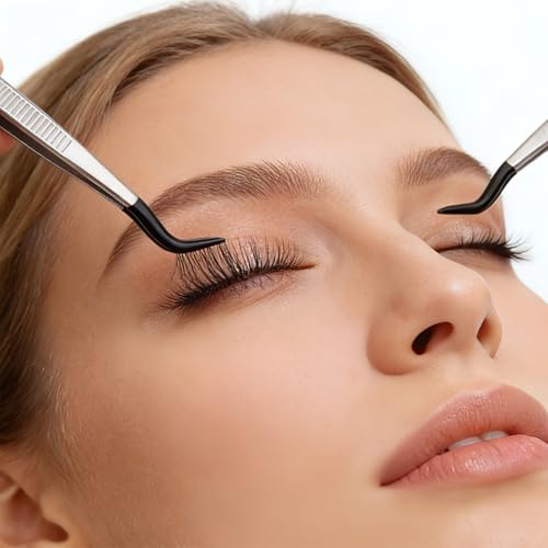 4pcs Rubber Tip Tweezers Set, Stainless Steel Precision Craft Tweezers Anti-Static Rubber Fine Flat & Bent Tip Tweezer for Crafts Jewelry Making Electronics Model Laboratory Work Lashes (Set 2) - style: Set 2
