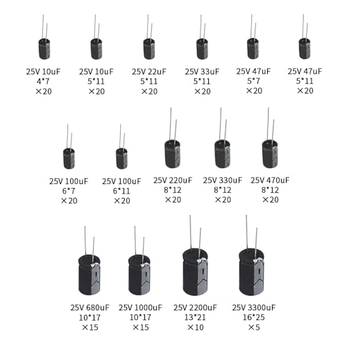 15Values 25V Aluminum Electrolytic Capacitor 10uF-3300uF kit