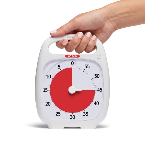 Time Timer Plus 60 Minute Desk Visual Timer — Countdown Timer with Portable Handle for Classroom, Office, Homeschooling, Study Tool with Silent Operation (White) - style: 60 Minute (White) (Pack of 1)