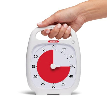 Time Timer Plus 60 Minute Desk Visual Timer — Countdown Timer with Portable Handle for Classroom, Office, Homeschooling, Study Tool with Silent Operation (White) - style: 60 Minute (White) (Pack of 1)