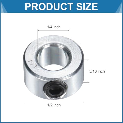 uxcell 6pcs Set Screw Collars 1/4" Bore, Zinc Plated Carbon Steel Shaft Collars, 1/2" OD, 5/16" Width Lock Axle Collar Clamp (Hollow Style, Lightweight) - size: 1/4" Borex1/2" ODx5/16" Width