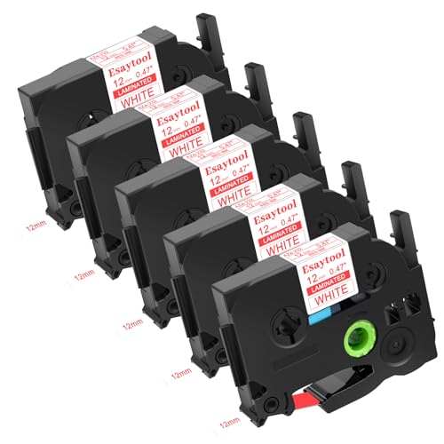 5 Pack Esaytool Replacement for P-Touch TZe-232 0.47" 12mm Red on White - color: Red on White, size: 12mm