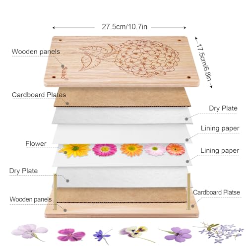 Suziko Large Flower Press Kit for Adults Kids 10.8 x 6.9 inch, Flower Plant Preservation Kit Arts and Crafts for Adults Leaf Press, Great Gift for Lovers, Medium Hydrangea - size: Hydrangea 10.8" x 6.9"