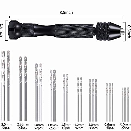 Mudder 36 Pcs Pin Vise Hand with Drill Micro Bits Set(Black) - color: Multicolor