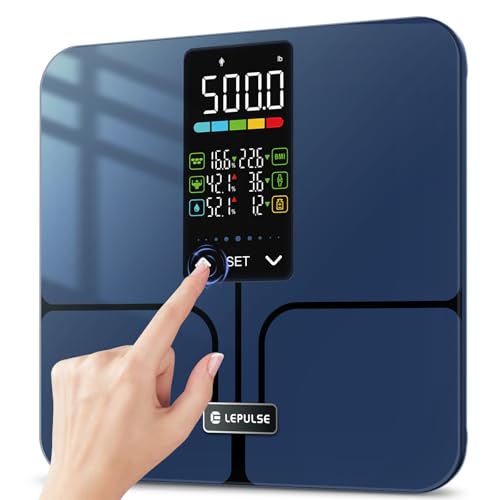 Lepulse No APP Body Fat Scale, 500lb Smart Bathroom Scale for Body Weight - color: Dark Blue