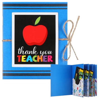 ReliThick Teacher Appreciation Gift Card Holder 5 Slots, 4.3 x 3.5 Inch Thank You Teacher Gift Card Booklet Sleeves Postcard Money Booklet Holder for Appreciation(Crayon Style) - style: Crayon Style